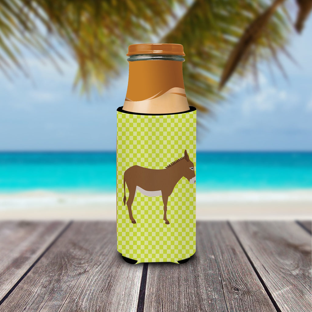 Cotentin Donkey Green Slim Can Hugger , Insulated Foam Hugger for 12 oz Slim Cans, Beer Bottles & Water Bottles, Printed in USA