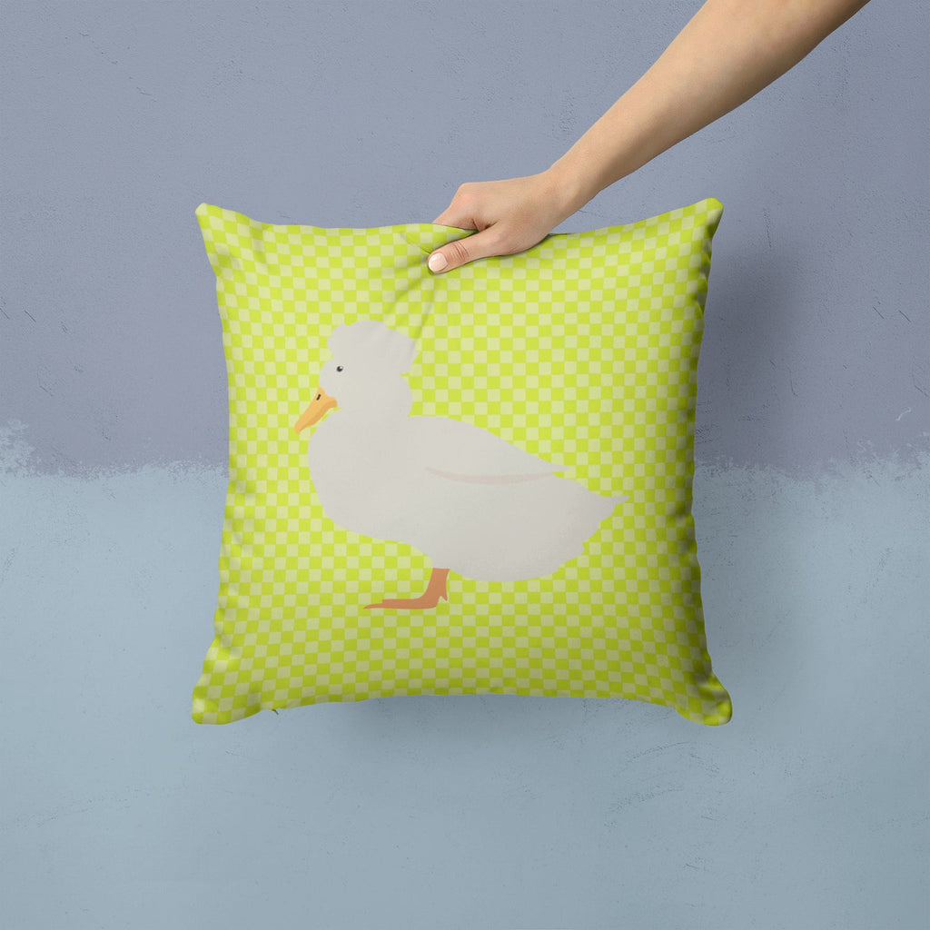 Crested Duck Green Decorative Throw Pillow 14x14 Indoor Outdoor Accent Cushion, Fabric Cover with Insert for Sofa, Bed, Porch & Living Room