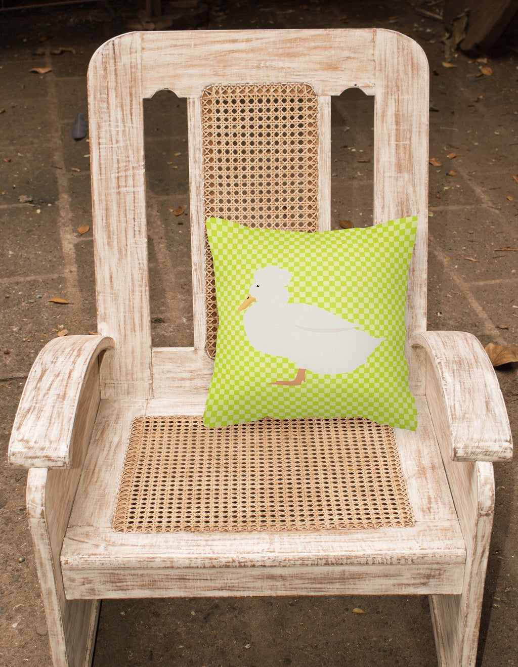 Crested Duck Green Decorative Throw Pillow 18x18 Indoor Outdoor Accent Cushion, Fabric Cover with Insert for Sofa, Bed, Porch & Living Room