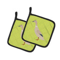 West Harlequin Duck Green Pot Holder Set of 2 Heat Resistant Quilted Hot Pads 7.5 x 7.5 Inch, Insulated Kitchen Trivets for Cooking & Baking