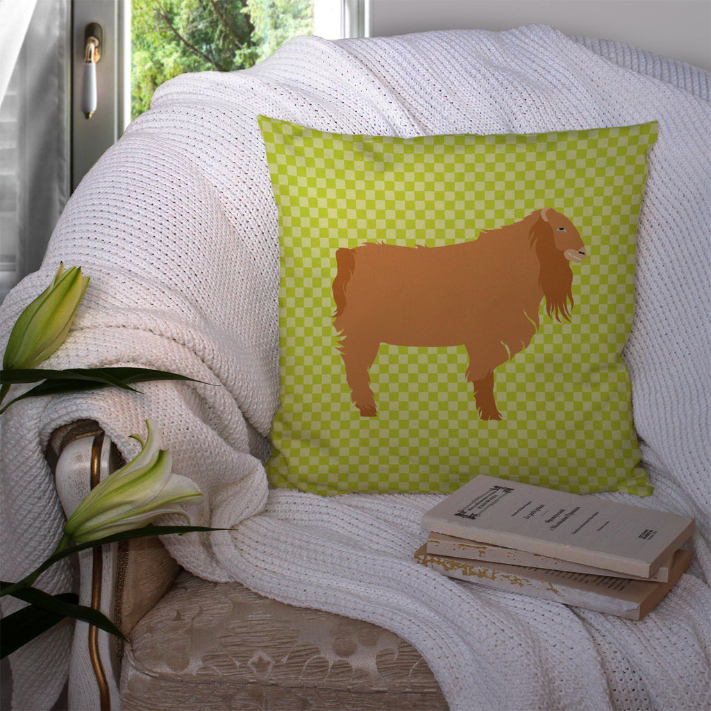 American Lamancha Goat Green Decorative Throw Pillow 14x14 Indoor Outdoor Accent Cushion, Fabric Cover with Insert for Sofa, Bed, Porch & Living Room