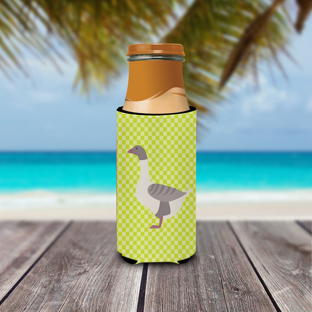 Buff Grey Back Goose Green Slim Can Hugger , Insulated Foam Hugger for 12 oz Slim Cans, Beer Bottles & Water Bottles, Printed in USA