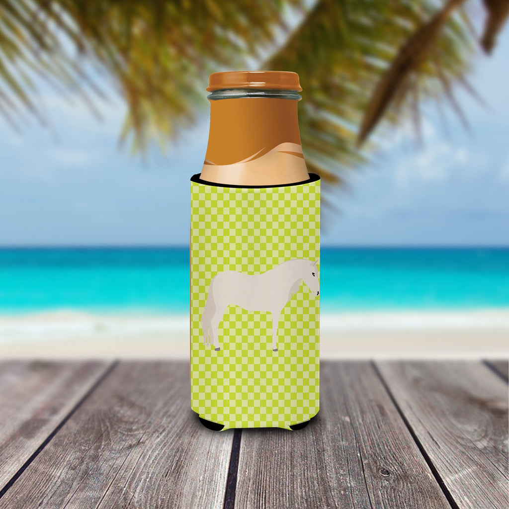 Paso Fino Horse Green Slim Can Hugger , Insulated Foam Hugger for 12 oz Slim Cans, Beer Bottles & Water Bottles, Printed in USA