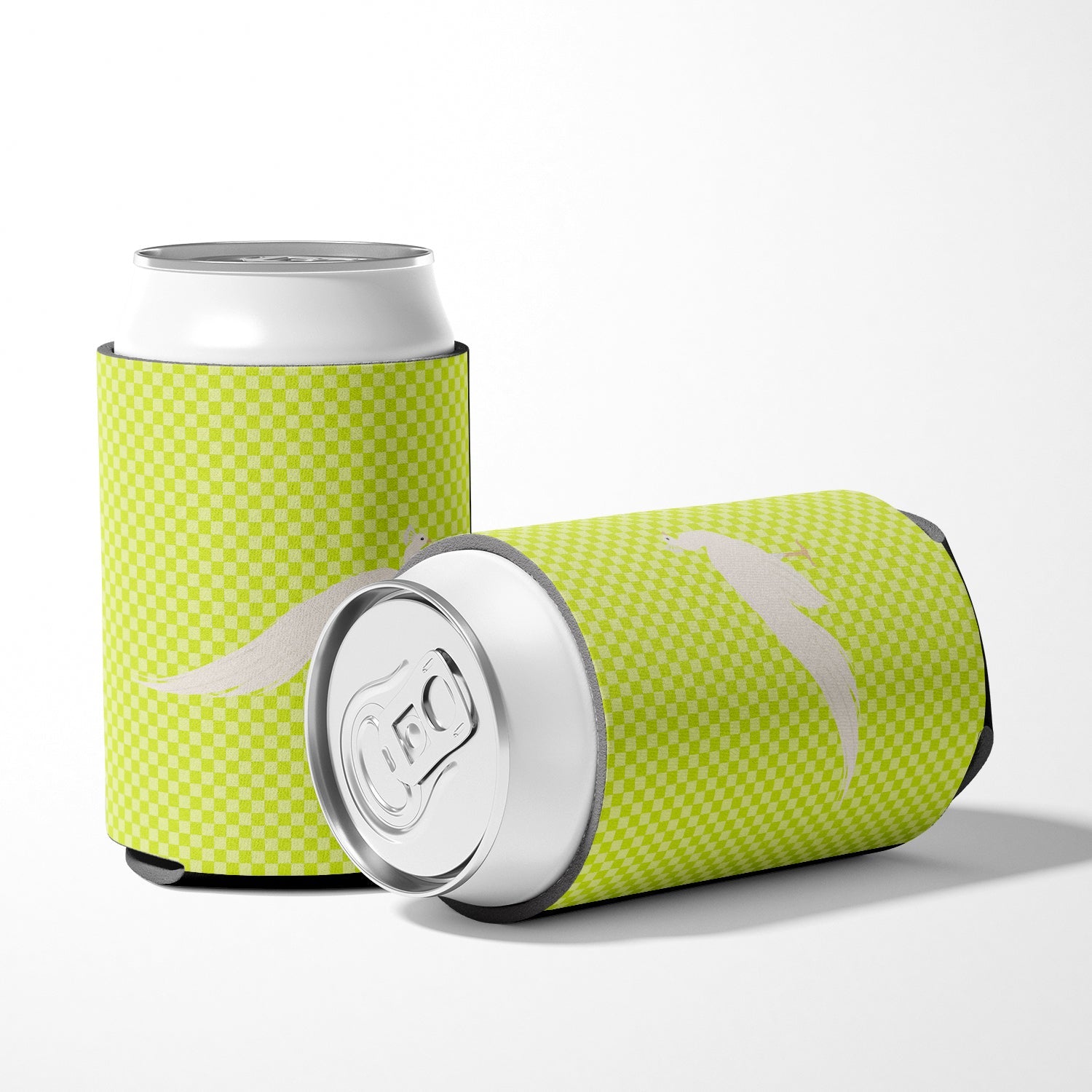 White Peacock Peafowl Green Can or Bottle Hugger Cooler Sleeve for Standard 12 oz Cans, Insulated Foam Beer & Soda Can Hugger Reusable