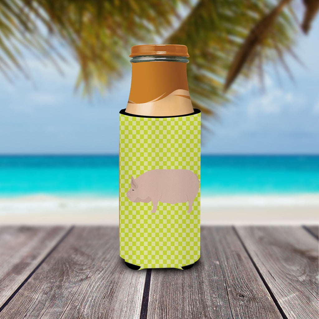 Welsh Pig Green Slim Can Hugger , Insulated Foam Hugger for 12 oz Slim Cans, Beer Bottles & Water Bottles, Printed in USA