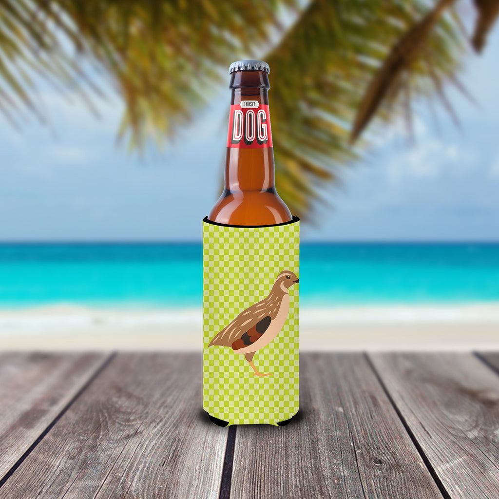 Golden Phoenix Quail Green Slim Can Hugger , Insulated Foam Hugger for 12 oz Slim Cans, Beer Bottles & Water Bottles, Printed in USA