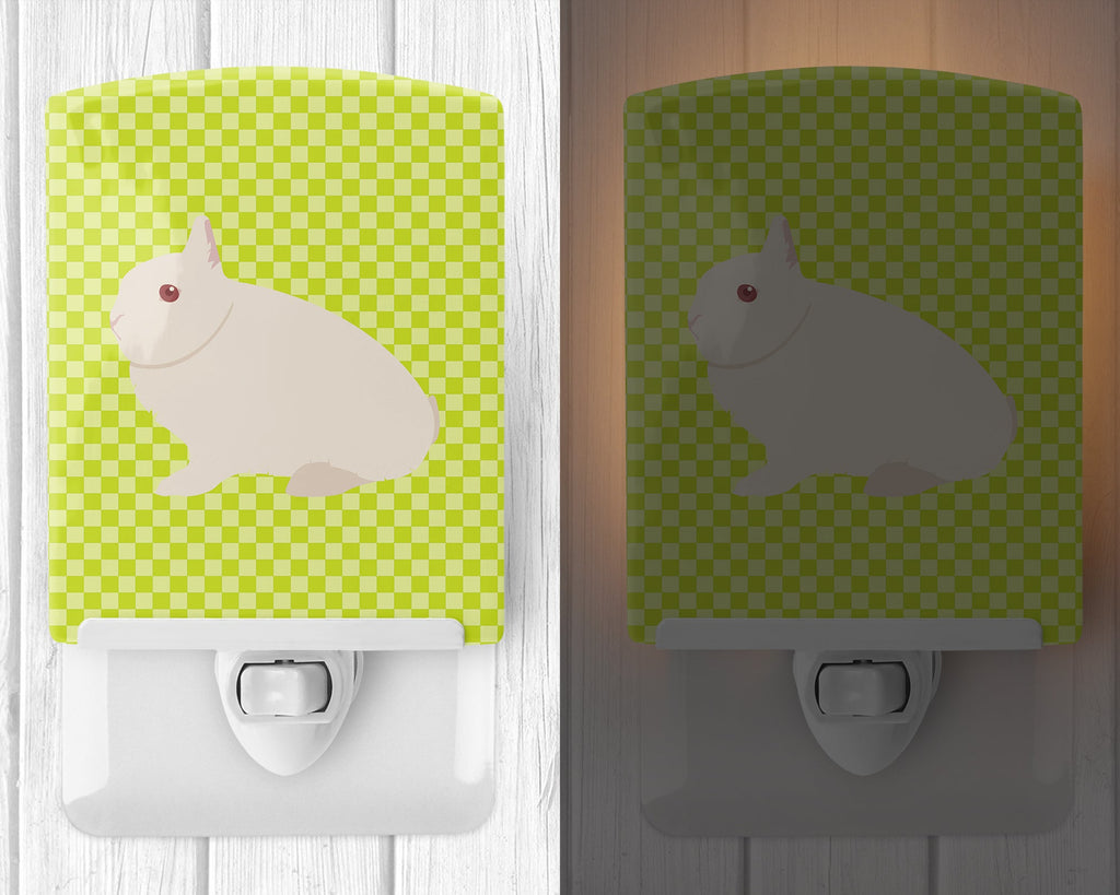 Hermelin Rabbit Green Ceramic Night Light Compact, UL-Certified, Ideal for Bedroom, Bathroom, Nursery, Hallway, Kitchen, 6x4x3, Multicolor