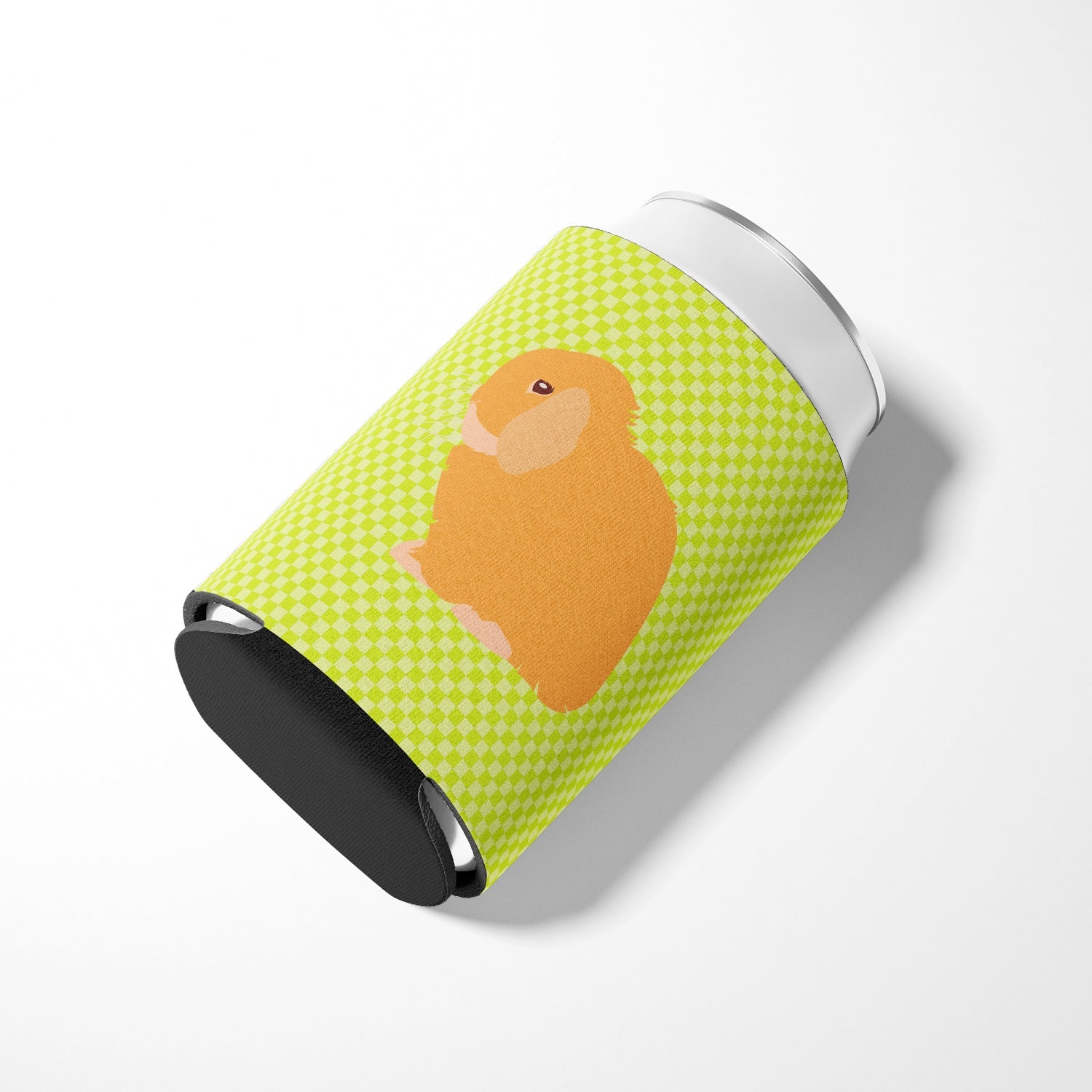 Holland Lop Rabbit Green Can or Bottle Hugger Cooler Sleeve for Standard 12 oz Cans, Insulated Foam Beer & Soda Can Hugger Reusable