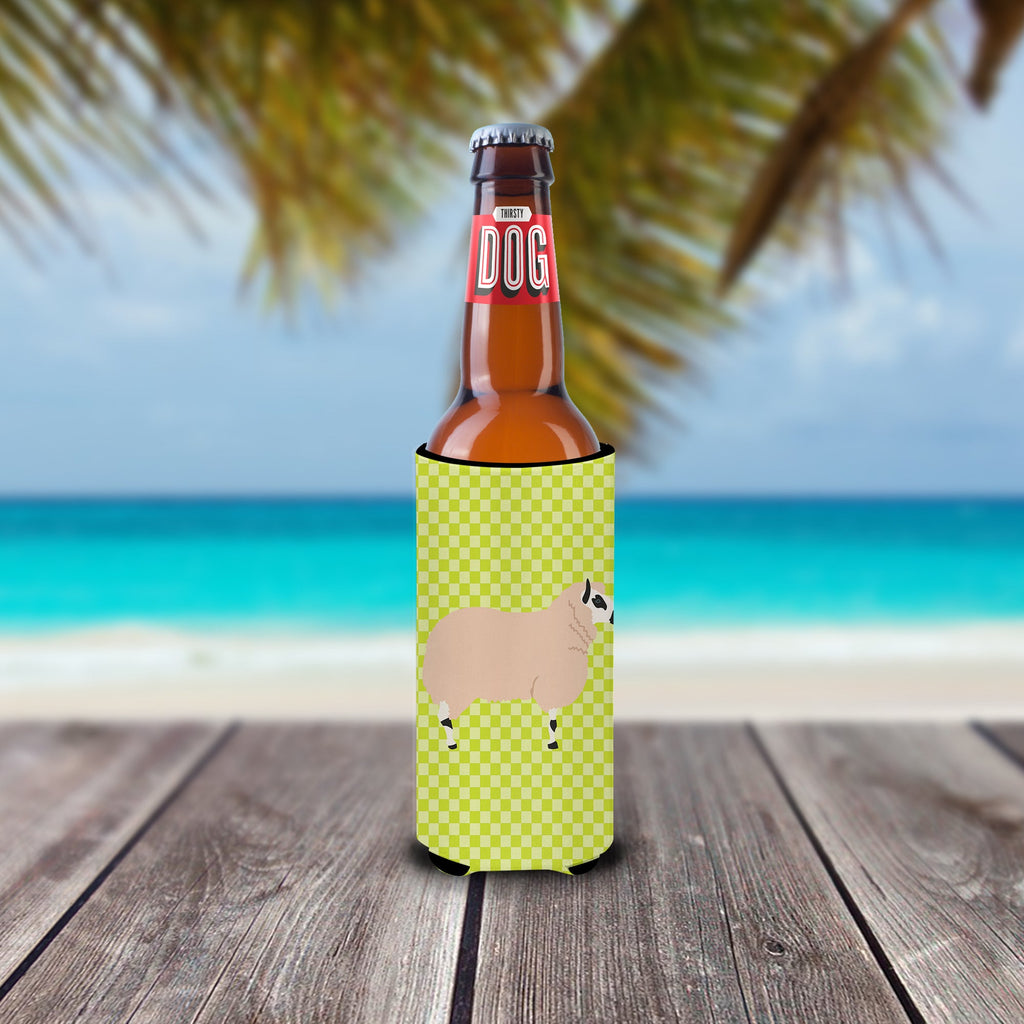 Kerry Hill Sheep Green Slim Can Hugger , Insulated Foam Hugger for 12 oz Slim Cans, Beer Bottles & Water Bottles, Printed in USA