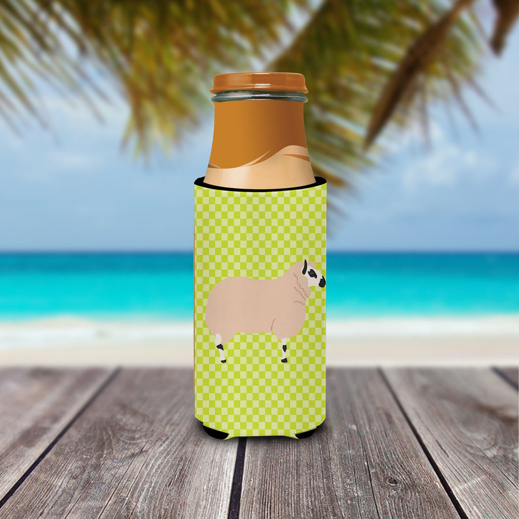 Kerry Hill Sheep Green Slim Can Hugger , Insulated Foam Hugger for 12 oz Slim Cans, Beer Bottles & Water Bottles, Printed in USA
