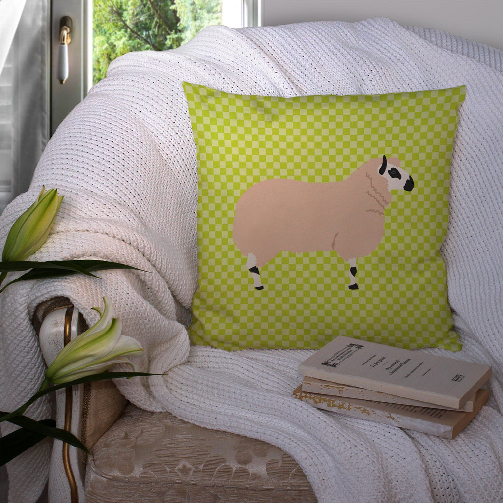 Kerry Hill Sheep Green Decorative Throw Pillow 14x14 Indoor Outdoor Accent Cushion, Fabric Cover with Insert for Sofa, Bed, Porch & Living Room