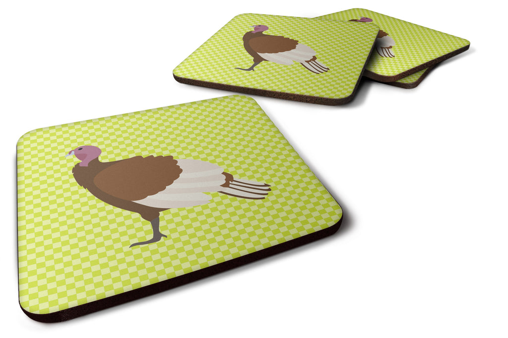 Bourbon Red Turkey Hen Green Foam Coasters Set of 4 Cup Coasters for Indoor Outdoor, Tabletop Protection, Anti Slip, Mouse pad Material