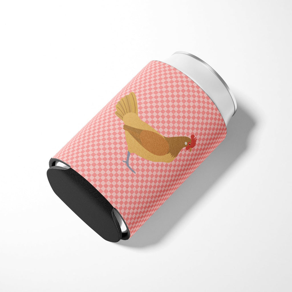 Frisian Friesian Chicken Pink Check Can or Bottle Hugger Cooler Sleeve for Standard 12 oz Cans, Insulated Foam Beer & Soda Can Hugger Reusable