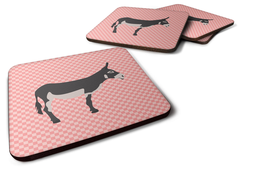 American Mammoth Jack Donkey Pink Check Foam Coasters Set of 4 Cup Coasters for Indoor Outdoor, Tabletop Protection, Anti Slip, Mouse pad Material