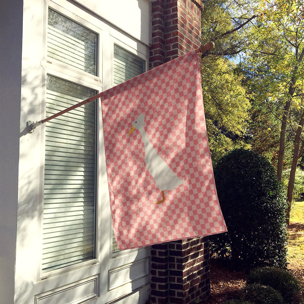 Bali Duck Pink Check House Flag 28x40 Porch Sleeve Pole Decorative Outside Yard Banner Artwork Wall Hanging, Polyester