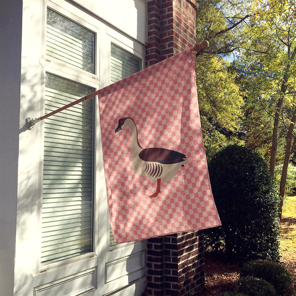 Chinese Goose Pink Check House Flag 28x40 Porch Sleeve Pole Decorative Outside Yard Banner Artwork Wall Hanging, Polyester