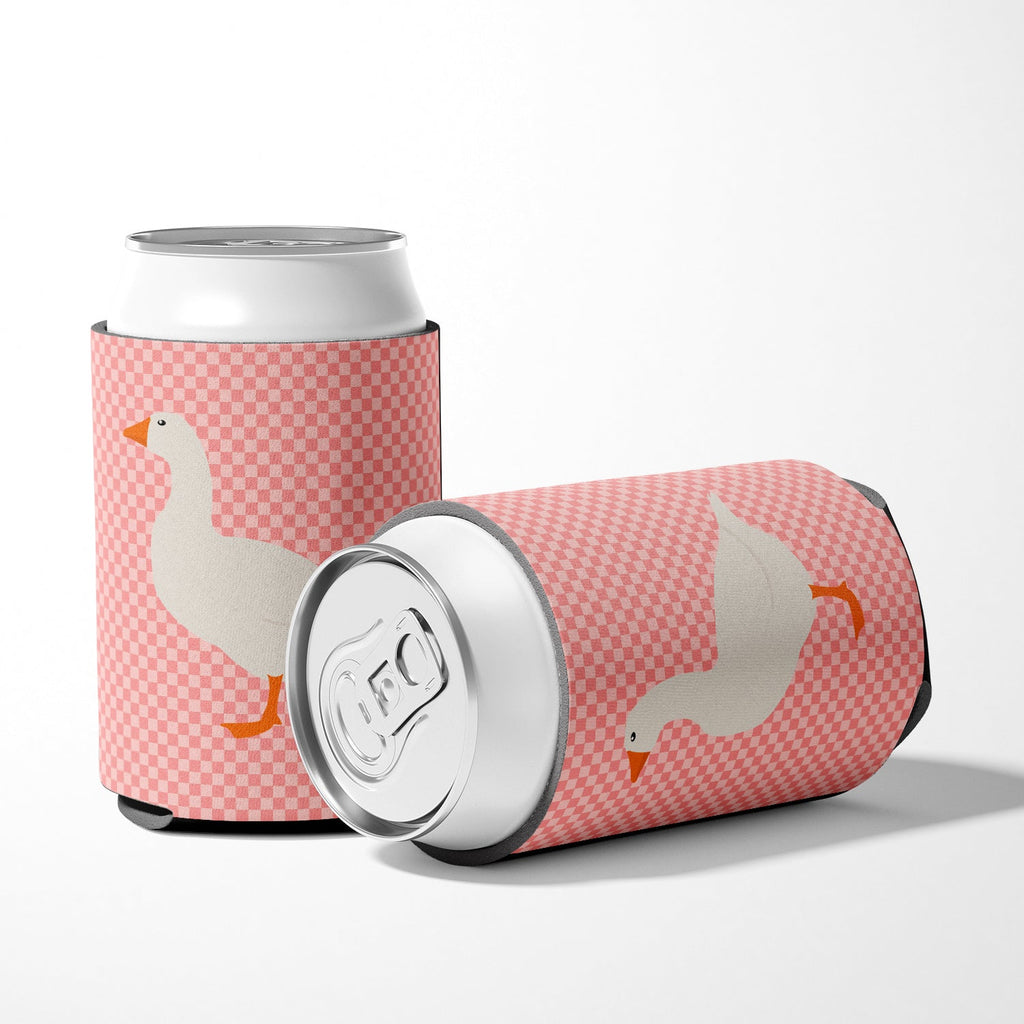 Shire Horse Pink Check Can or Bottle Hugger Cooler Sleeve for Standard 12 oz Cans, Insulated Foam Beer & Soda Can Hugger Reusable