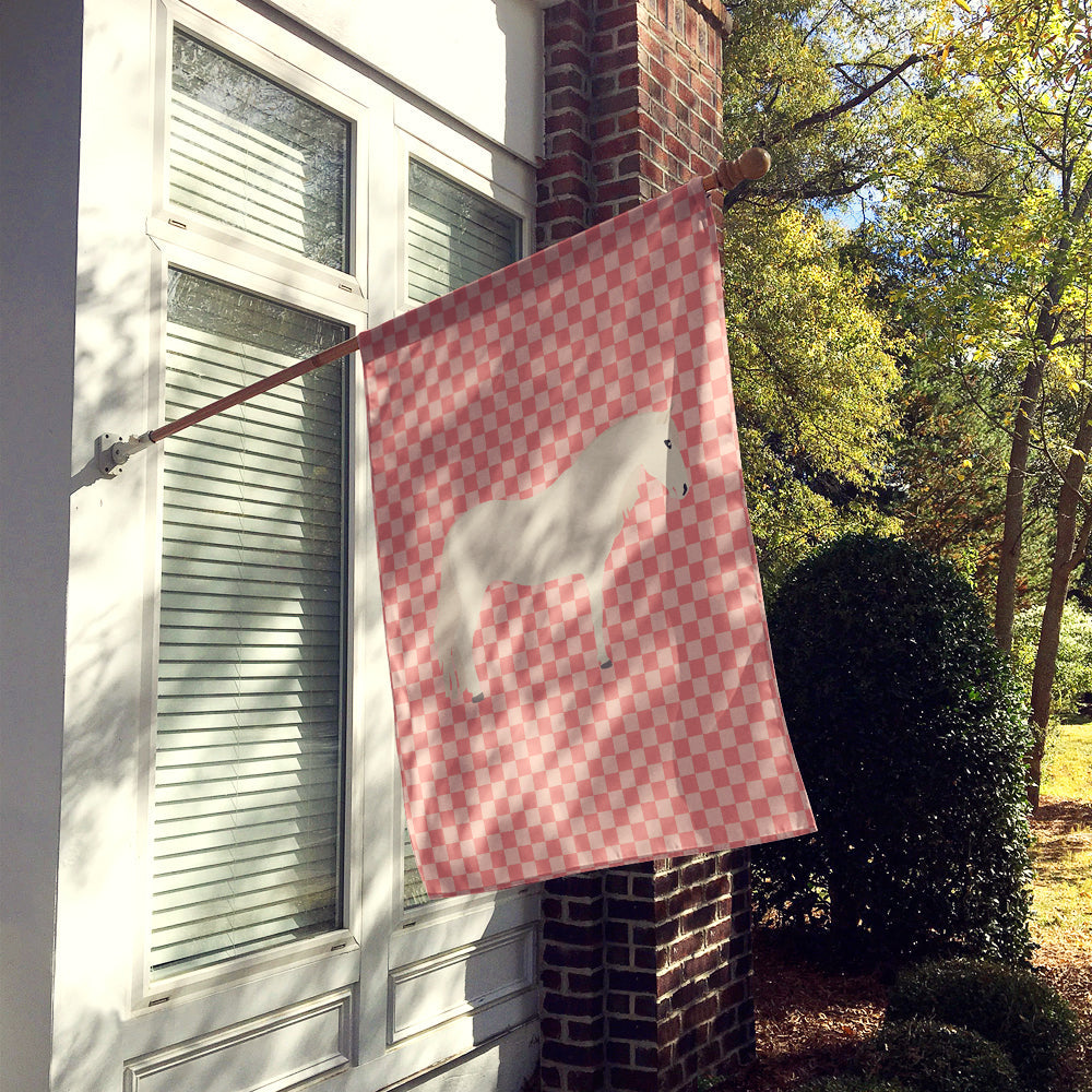 Paso Fino Horse Pink Check House Flag 28x40 Porch Sleeve Pole Decorative Outside Yard Banner Artwork Wall Hanging, Polyester
