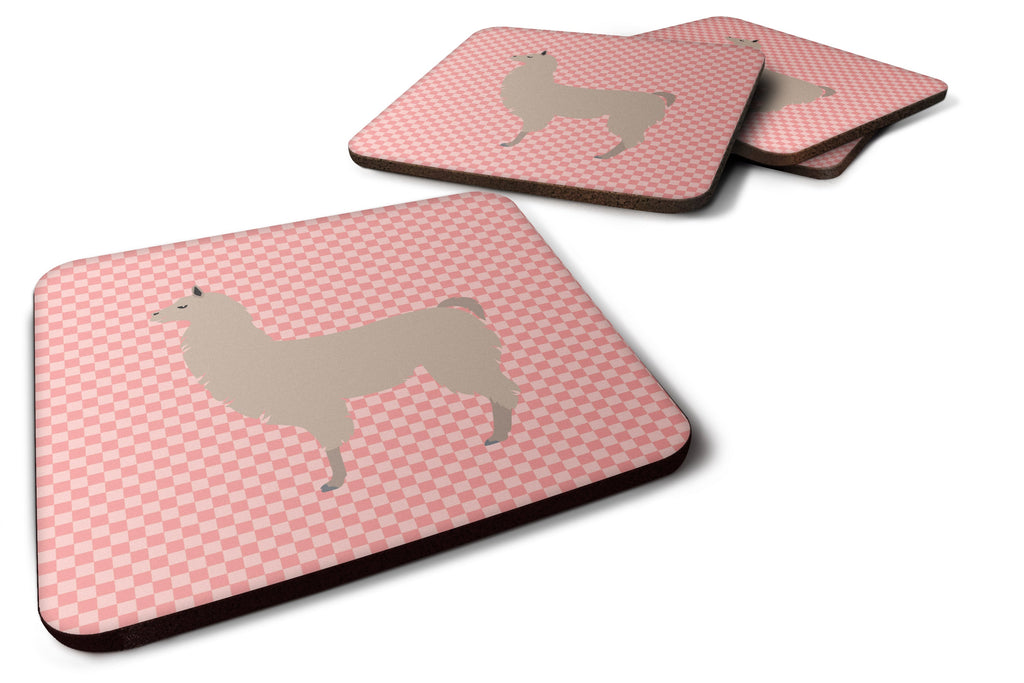 Llama Pink Check Foam Coasters Set of 4 Cup Coasters for Indoor Outdoor, Tabletop Protection, Anti Slip, Mouse pad Material