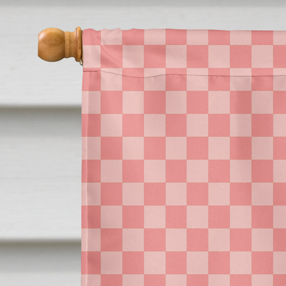 New Zealand White Rabbit Pink Check House Flag 28x40 Porch Sleeve Pole Decorative Outside Yard Banner Artwork Wall Hanging, Polyester