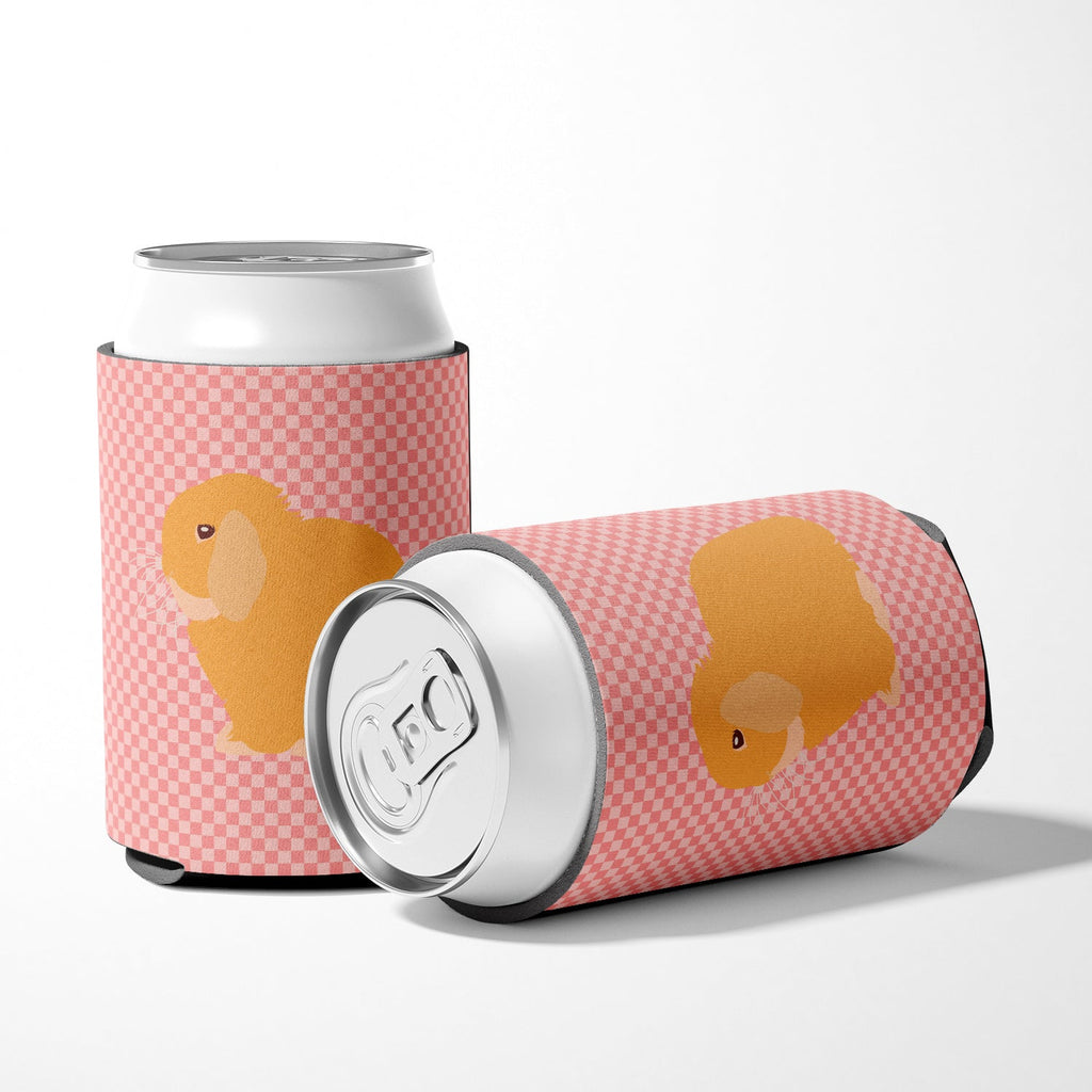 Holland Lop Rabbit Pink Check Can or Bottle Hugger Cooler Sleeve for Standard 12 oz Cans, Insulated Foam Beer & Soda Can Hugger Reusable