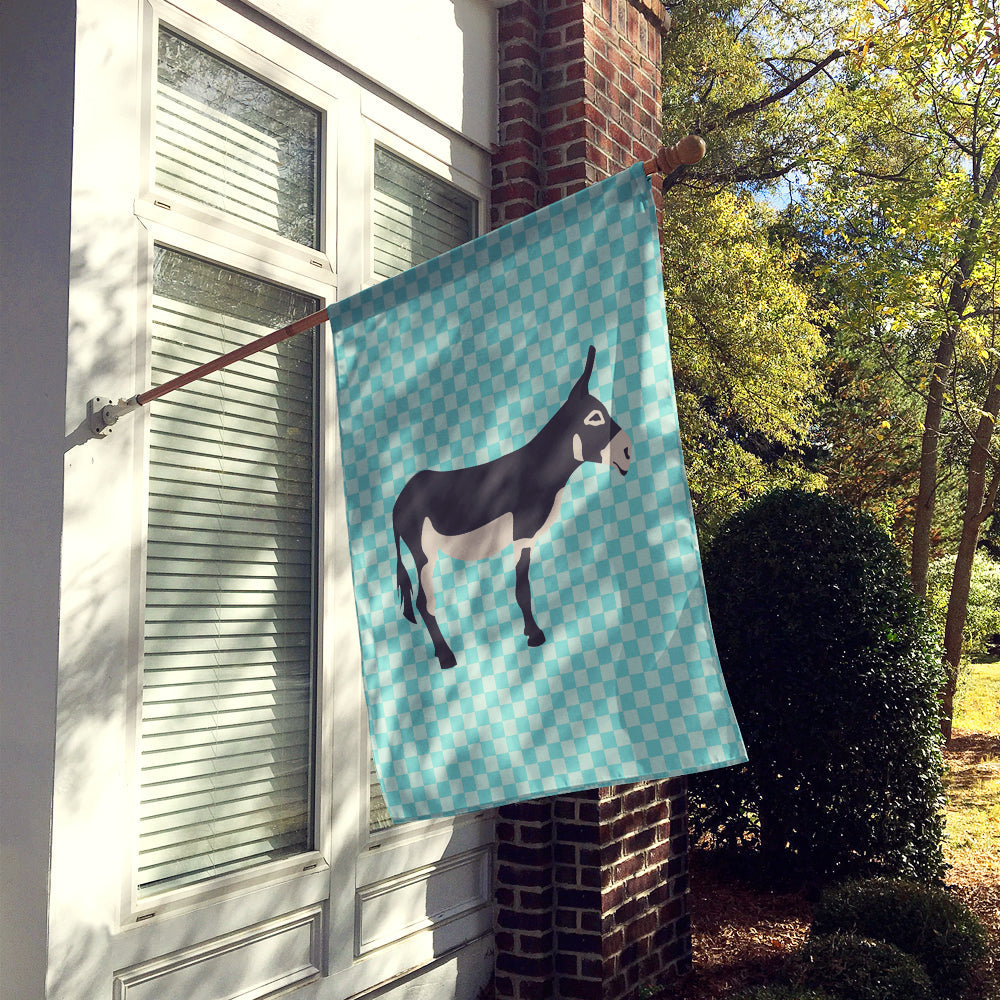 American Mammoth Jack Donkey Blue Check House Flag 28x40 Porch Sleeve Pole Decorative Outside Yard Banner Artwork Wall Hanging, Polyester