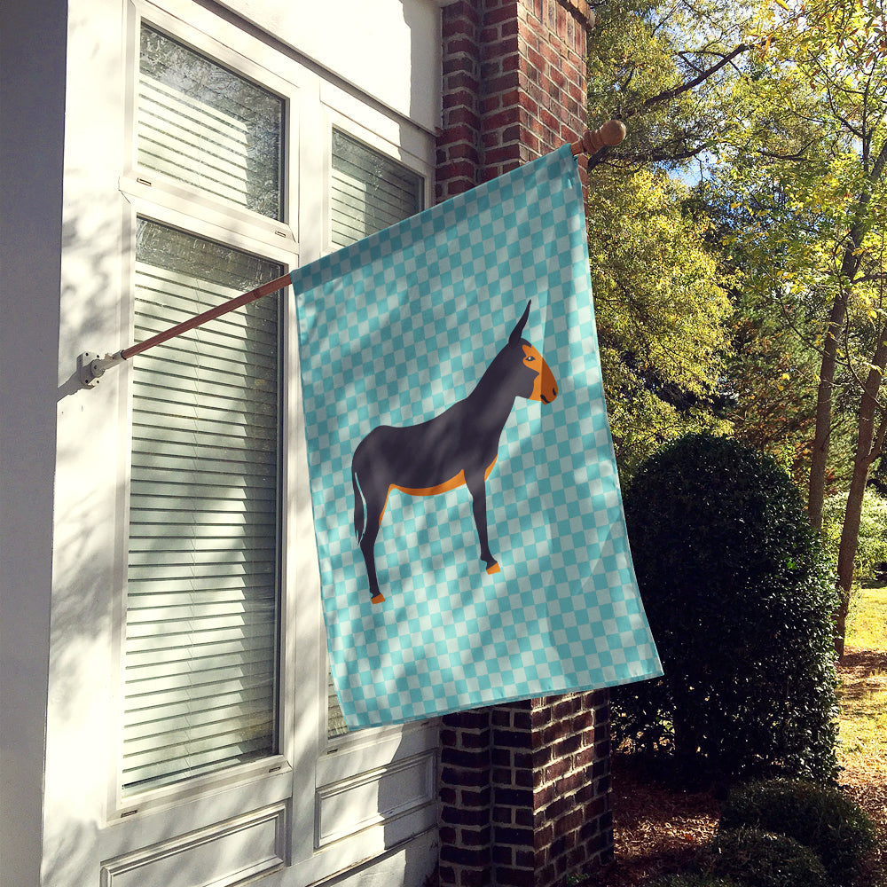 Catalan Donkey Blue Check House Flag 28x40 Porch Sleeve Pole Decorative Outside Yard Banner Artwork Wall Hanging, Polyester