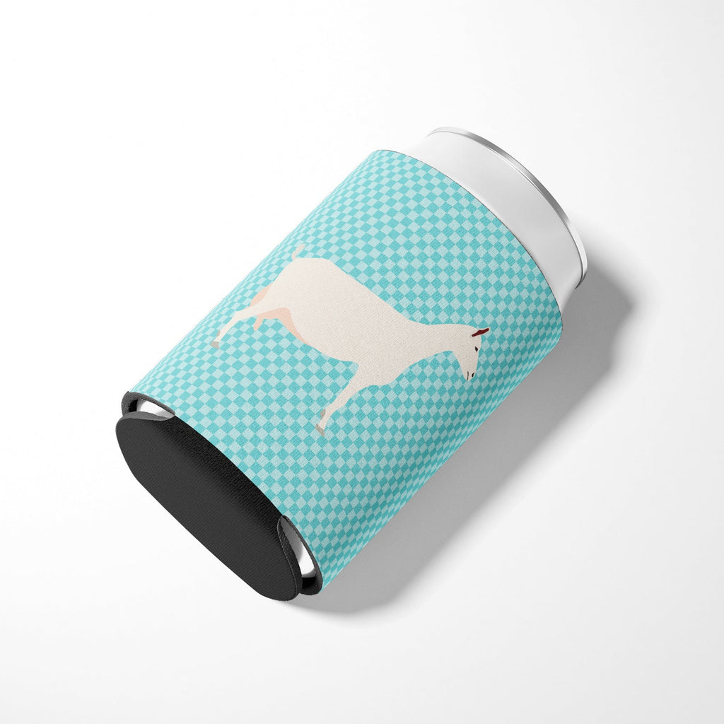 Saanen Goat Blue Check Can or Bottle Hugger Cooler Sleeve for Standard 12 oz Cans, Insulated Foam Beer & Soda Can Hugger Reusable