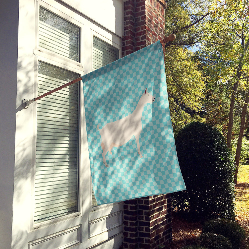 Saanen Goat Blue Check House Flag 28x40 Porch Sleeve Pole Decorative Outside Yard Banner Artwork Wall Hanging, Polyester