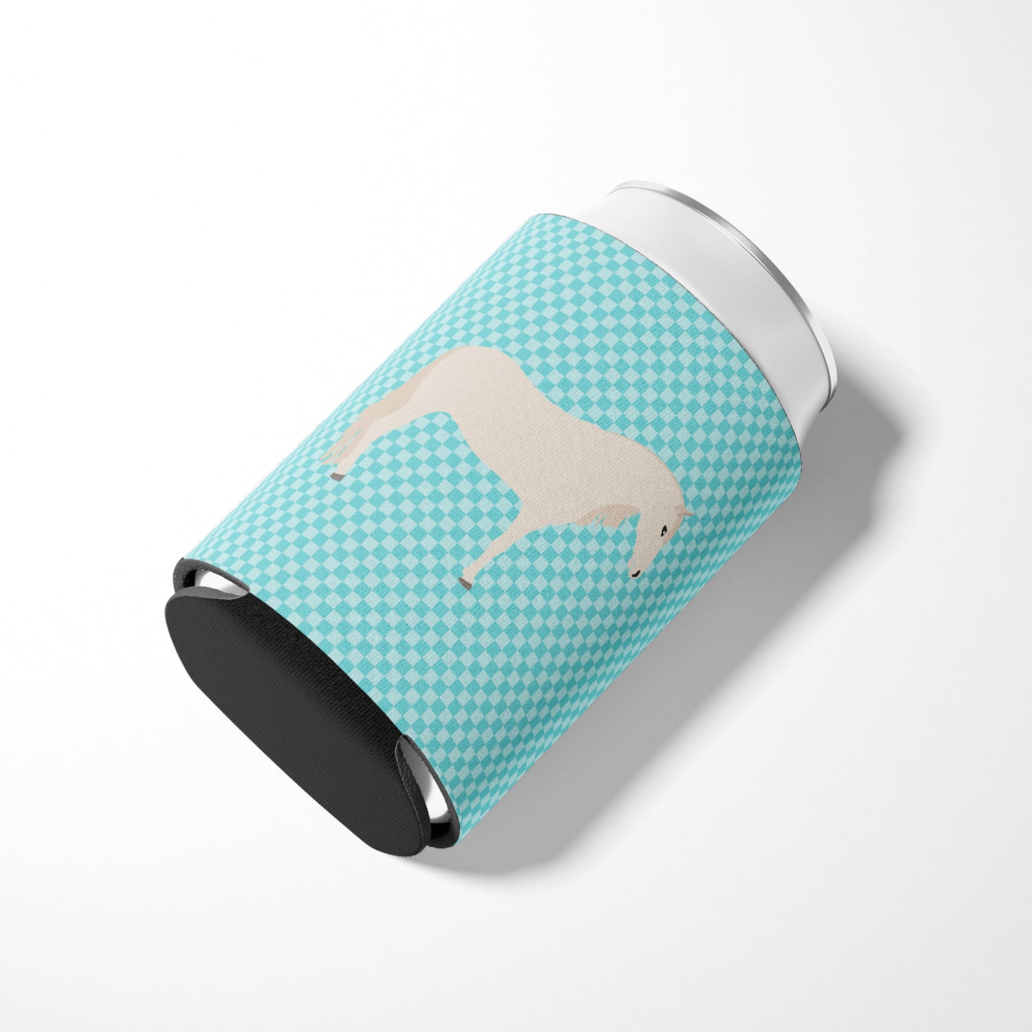 Paso Fino Horse Blue Check Can or Bottle Hugger Cooler Sleeve for Standard 12 oz Cans, Insulated Foam Beer & Soda Can Hugger Reusable