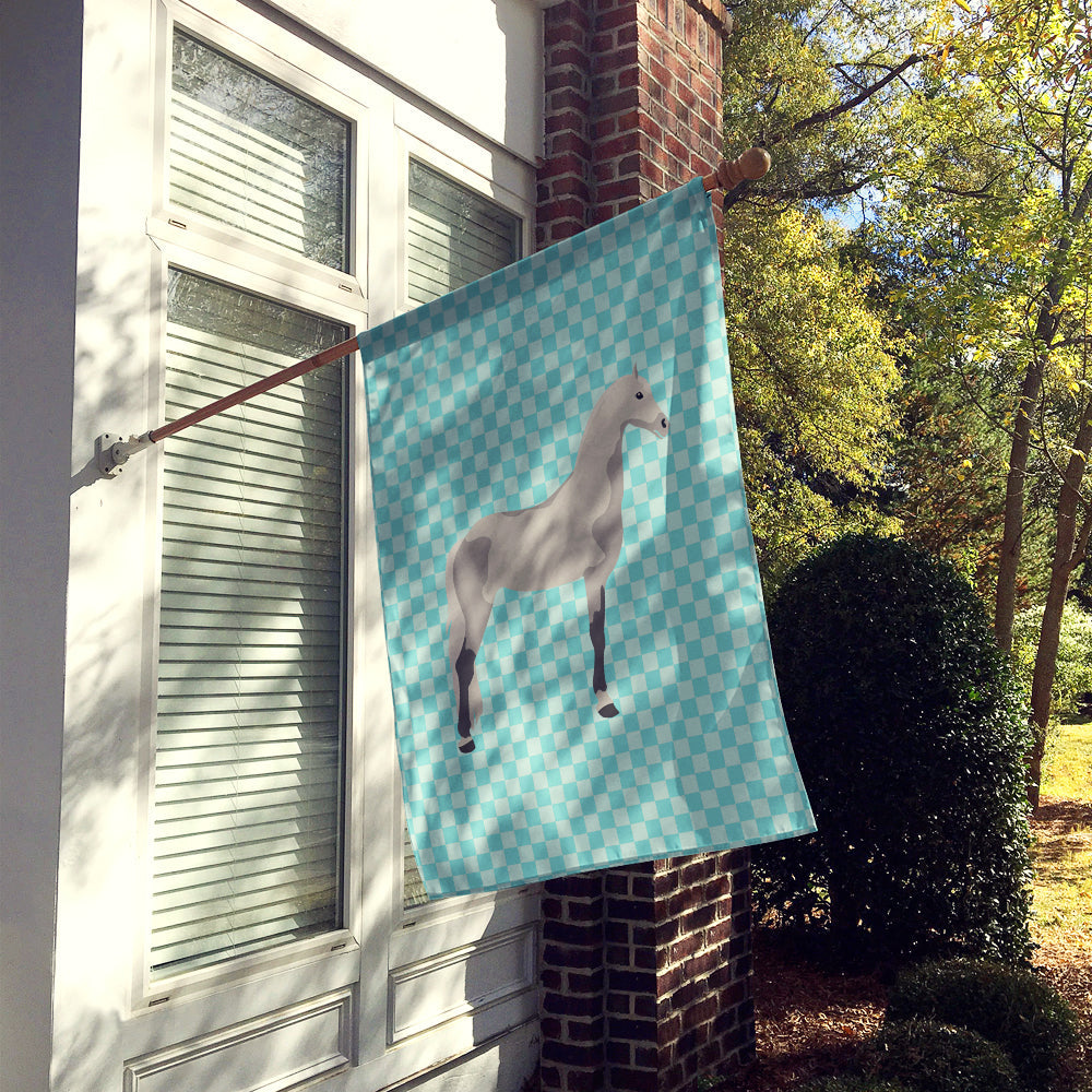 Orlov Trotter Horse Blue Check House Flag 28x40 Porch Sleeve Pole Decorative Outside Yard Banner Artwork Wall Hanging, Polyester