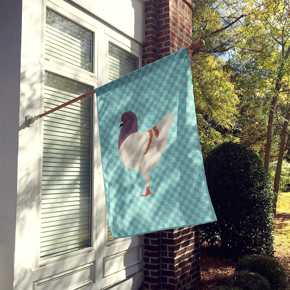 German Modena Pigeon Blue Check House Flag 28x40 Porch Sleeve Pole Decorative Outside Yard Banner Artwork Wall Hanging, Polyester