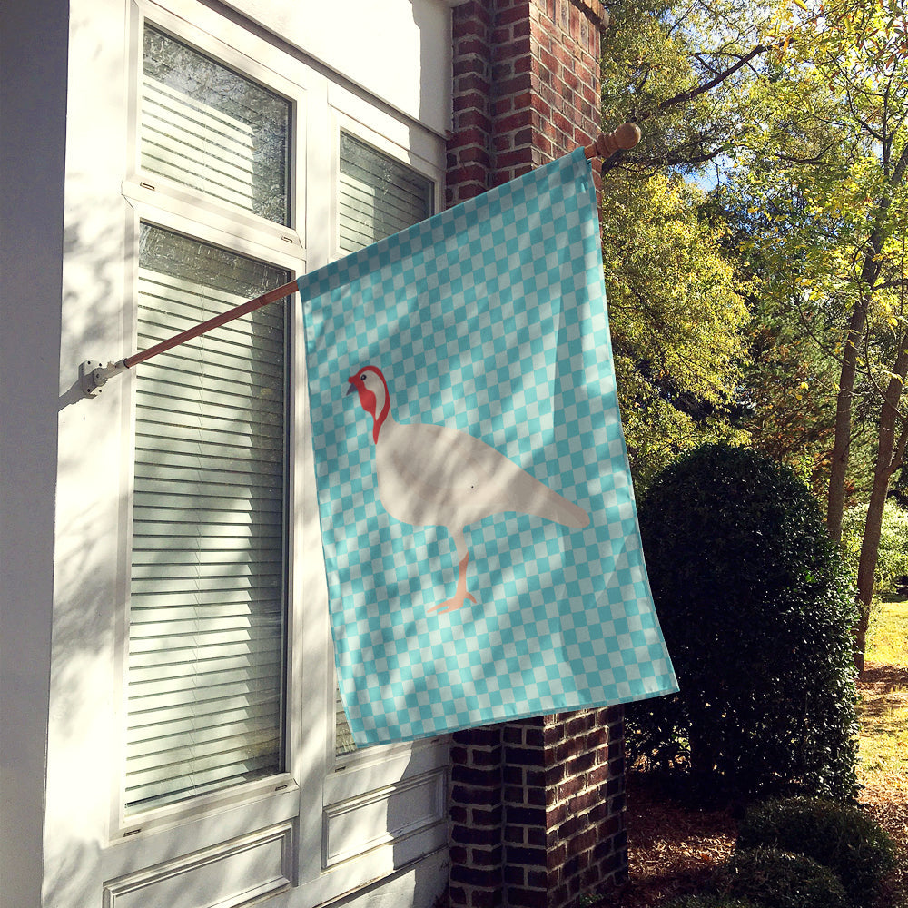Beltsville Small White Turkey Hen Blue Check House Flag 28x40 Porch Sleeve Pole Decorative Outside Yard Banner Artwork Wall Hanging, Polyester