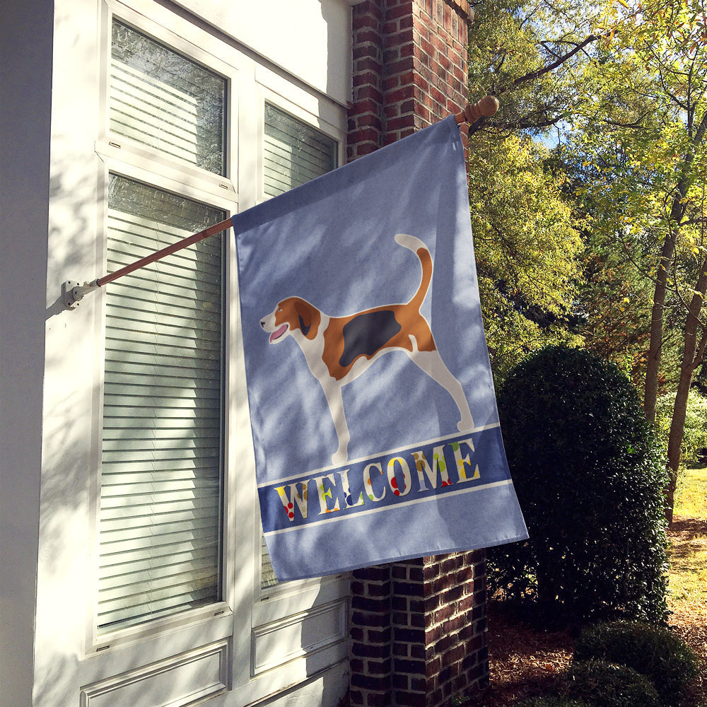 American Foxhound Welcome House Flag 28x40 Porch Sleeve Pole Decorative Outside Yard Banner Artwork Wall Hanging, Polyester