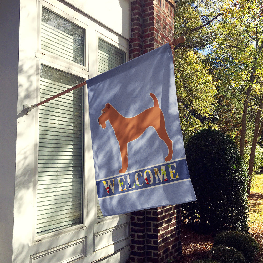 Irish Terrier Welcome House Flag 28x40 Porch Sleeve Pole Decorative Outside Yard Banner Artwork Wall Hanging, Polyester