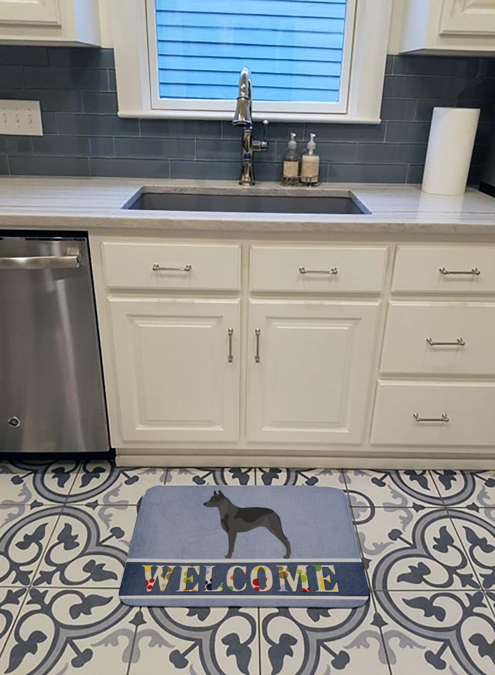 Australian Cattle Dog Welcome Memory Foam Kitchen Mat Machine Washable Anti-Fatigue Cushion Comfort Bath or Kitchen Rug
