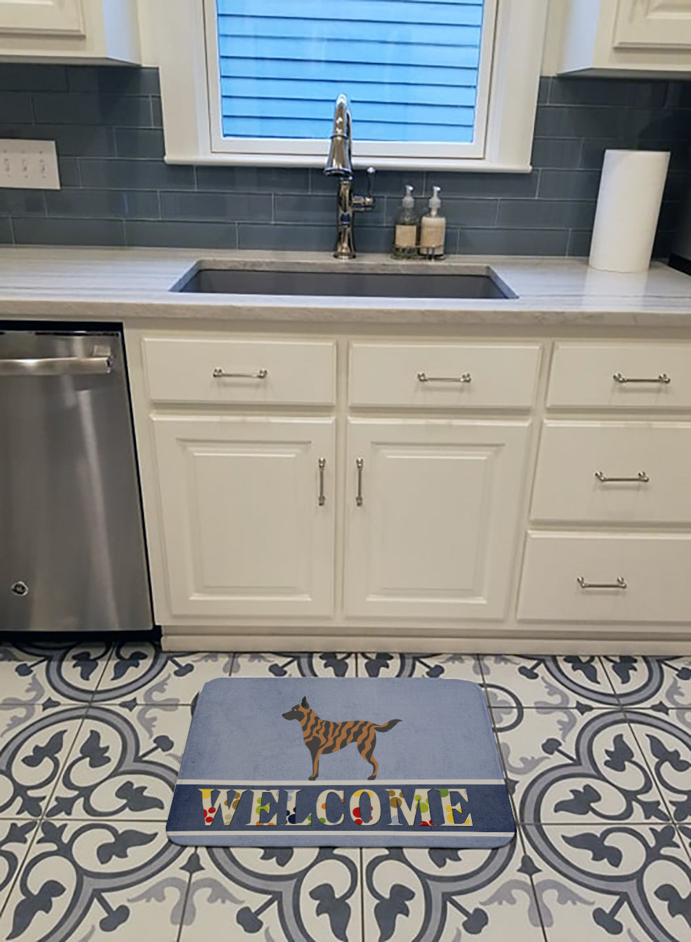 Dutch Shepherd Welcome Memory Foam Kitchen Mat Machine Washable Anti-Fatigue Cushion Comfort Bath or Kitchen Rug