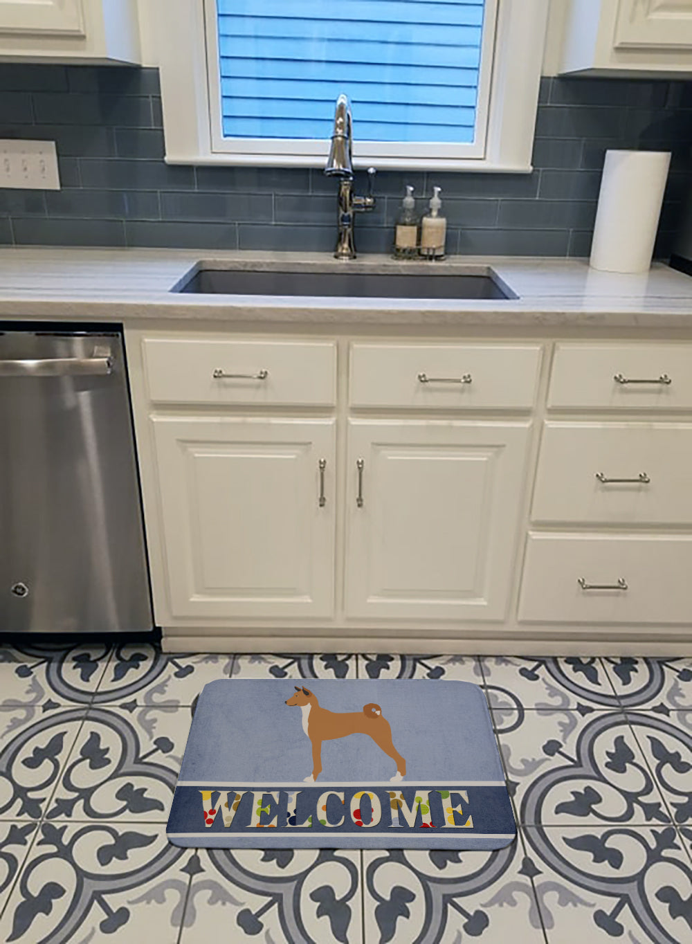 Telomian Welcome Memory Foam Kitchen Mat Machine Washable Anti-Fatigue Cushion Comfort Bath or Kitchen Rug
