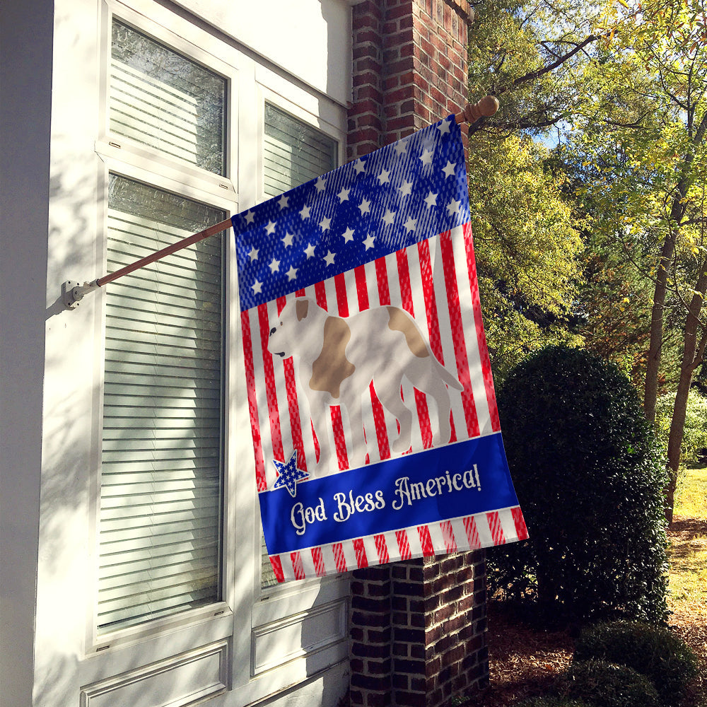 American Bulldog American House Flag 28x40 Porch Sleeve Pole Decorative Outside Yard Banner Artwork Wall Hanging, Polyester