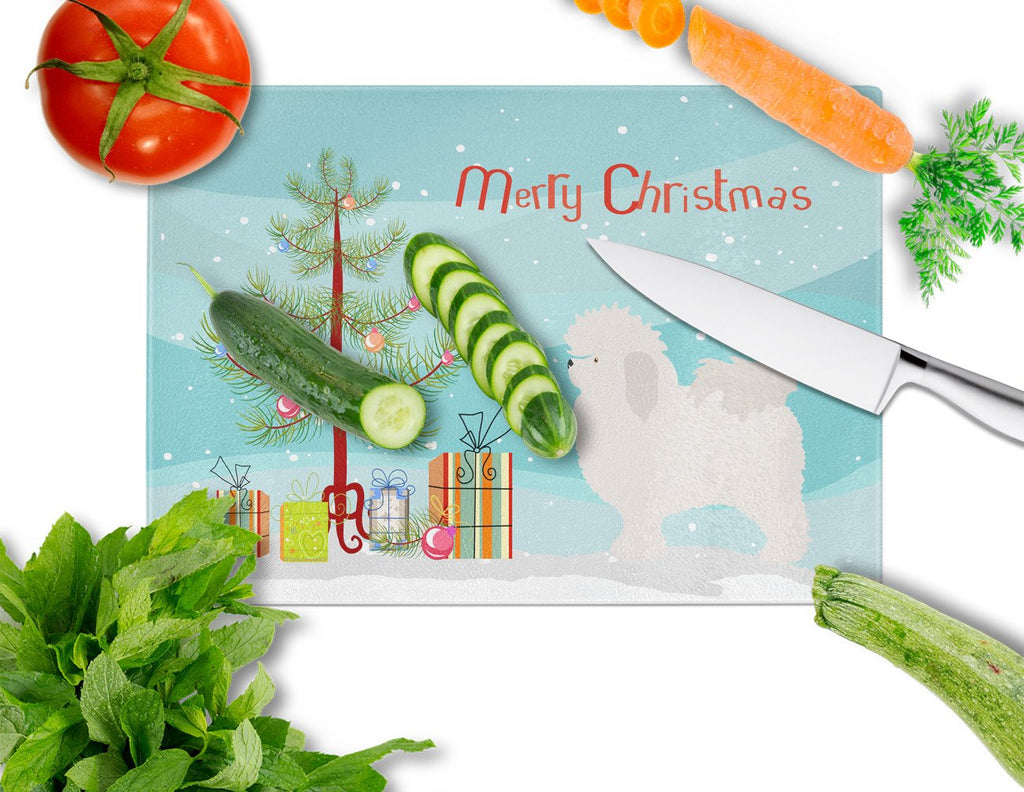 Bolognese Christmas Cutting Board Tempered Glass Kitchen Cutting Surface, Heat Resistant Chopping, Non-Slip Feet, Food Prep & Serving