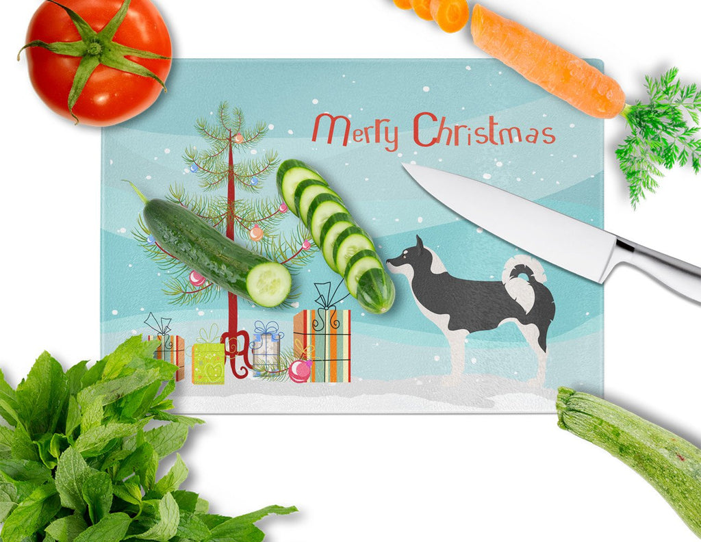 Greenland Dog Christmas Cutting Board Tempered Glass Kitchen Cutting Surface, Heat Resistant Chopping, Non-Slip Feet, Food Prep & Serving