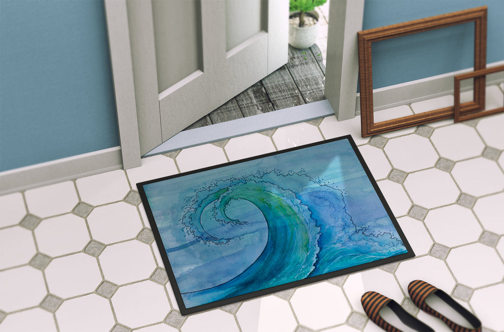 Abstract Wave Doormat Indoor Outdoor 18H X 27W Front Door Mat Rugs for Entryway, Non Slip Washable