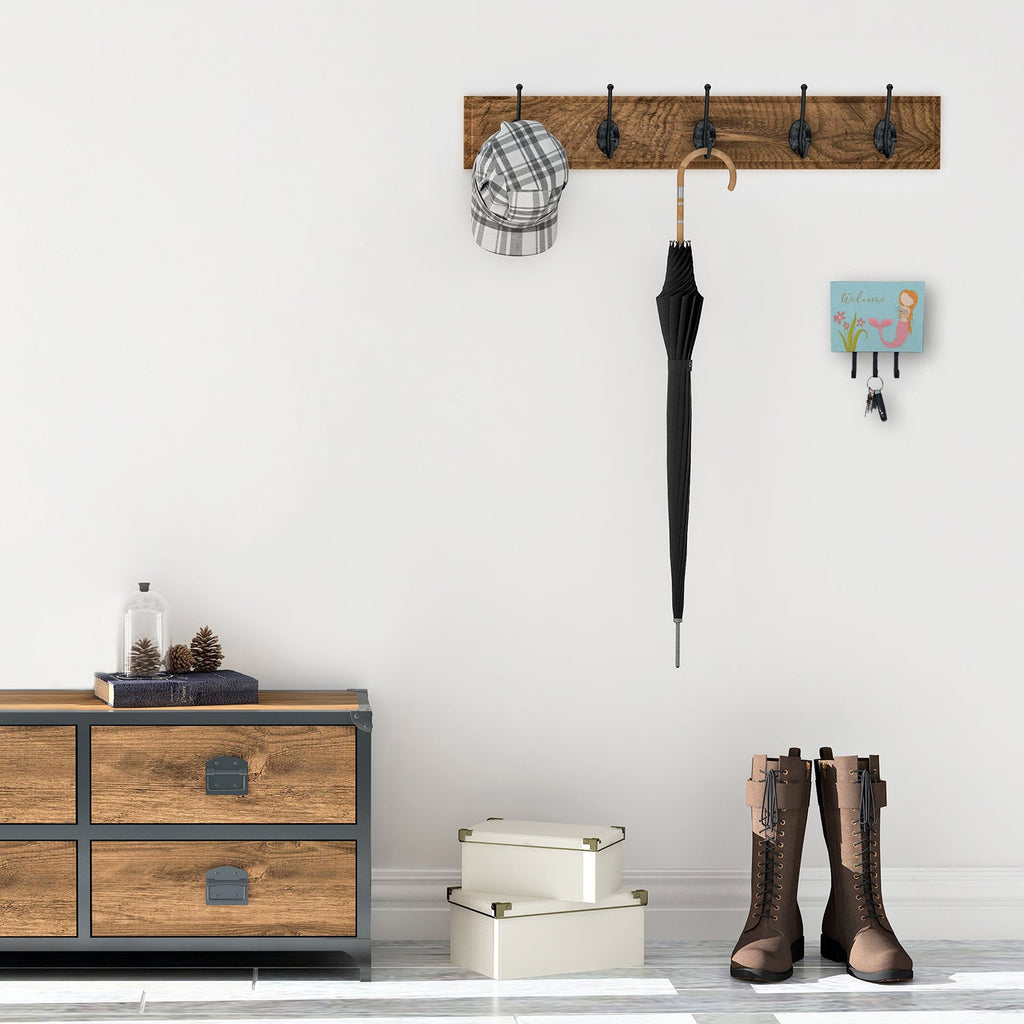 Mermaid with Cat Welcome Leash or Key Holder Wall Hooks, Coat Rack Wall Mount, for Hanging Keys, Towels, Aprons, Leashes