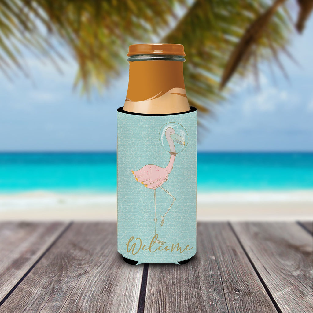 Flamingo Underwater Slim Can Hugger , Insulated Foam Hugger for 12 oz Slim Cans, Beer Bottles & Water Bottles, Printed in USA