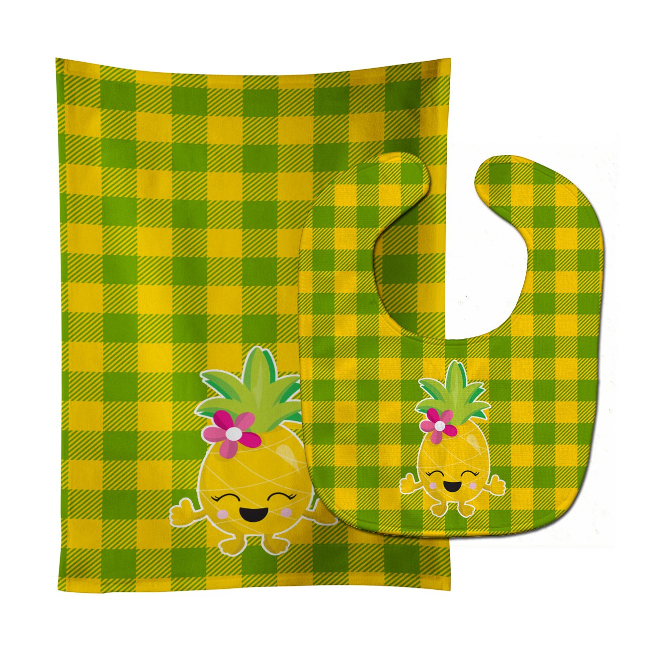 Pineapple Girl Laughy Face Baby Bib & Burp Cloth Easy-Clean Baby Bib Baby Feeding Accessory Baby Mealtime Essential