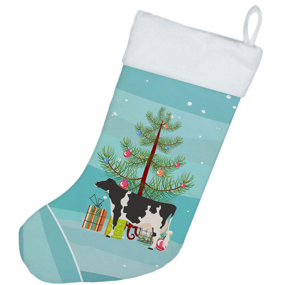 Holstein Cow Christmas Holiday Stocking Double-Sided Print, Polyester Suede,11x18, Made in USA