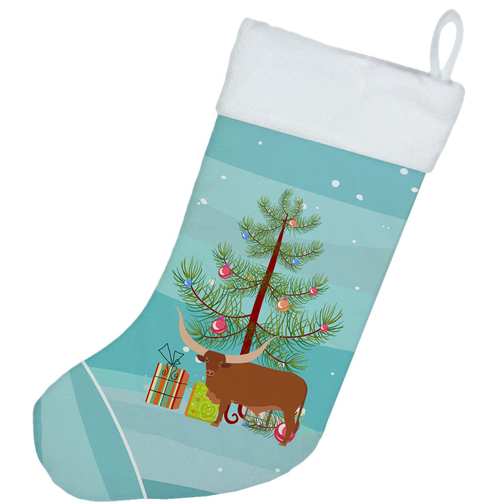 Ankole-Watusu Cow Christmas Holiday Stocking Double-Sided Print, Polyester Suede,11x18, Made in USA
