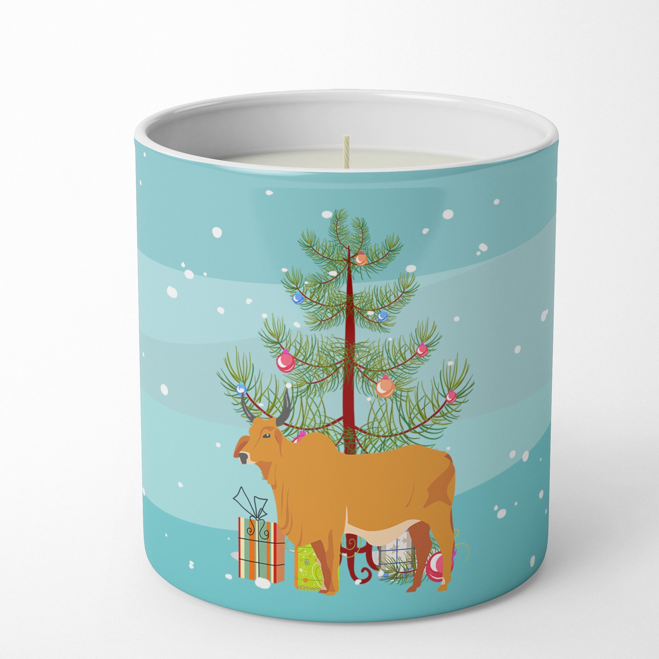 Zebu Indicine Cow Christmas Decorative Soy Candle Nature Soy Wax Essential Oil Home Decor Ideal for Bedroom Kitchen Bath Office Gift, 10 oz