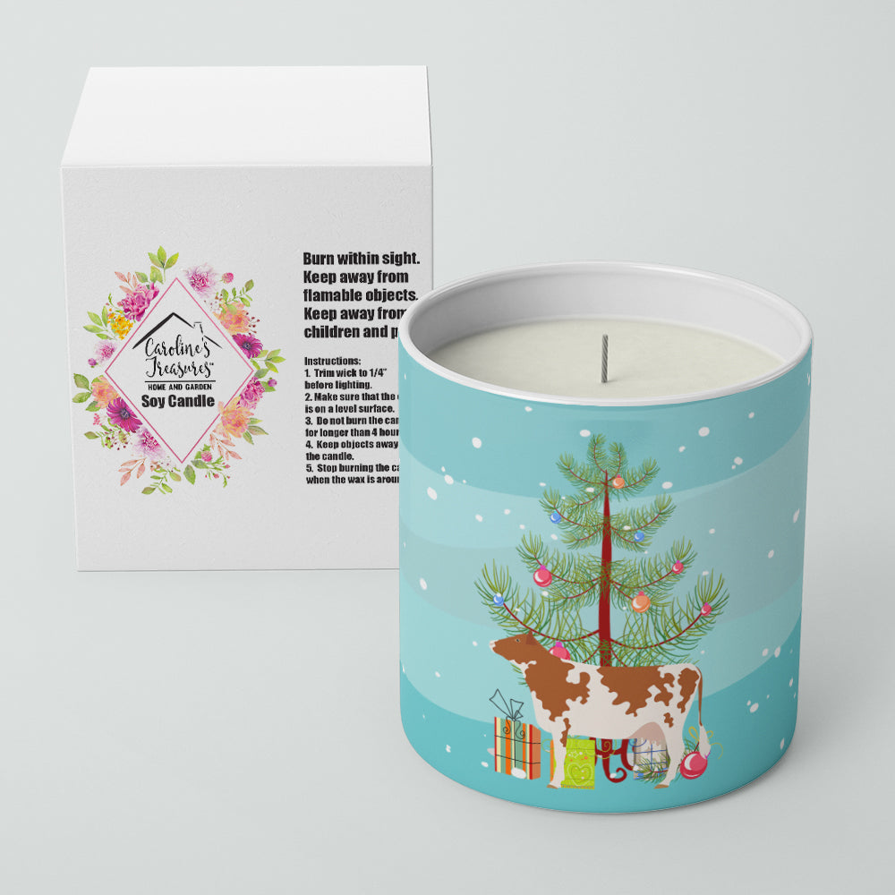 Ayrshire Cow Christmas Decorative Soy Candle Nature Soy Wax Essential Oil Home Decor Ideal for Bedroom Kitchen Bath Office Gift, 10 oz