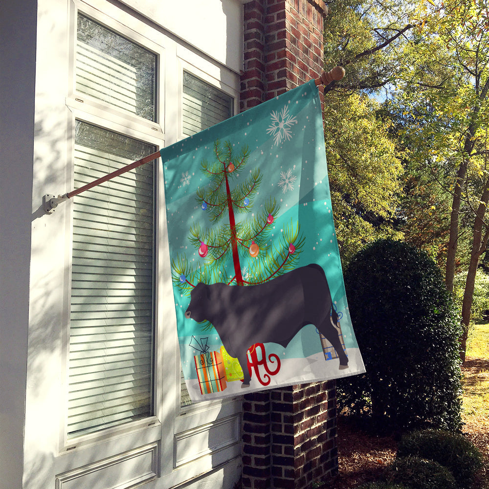 Black Angus Cow Christmas House Flag 28x40 Porch Sleeve Pole Decorative Outside Yard Banner Artwork Wall Hanging, Polyester